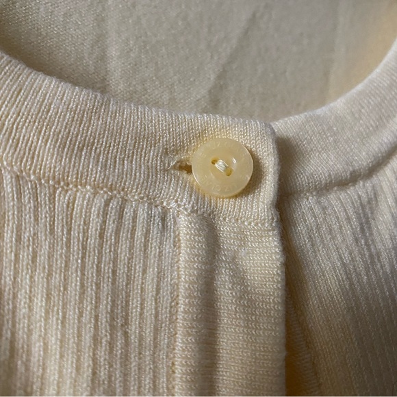 Liz Claiborne Ruffle Button Up Cardigan 3/4 Sleeve Sweater - Picture 3 of 6